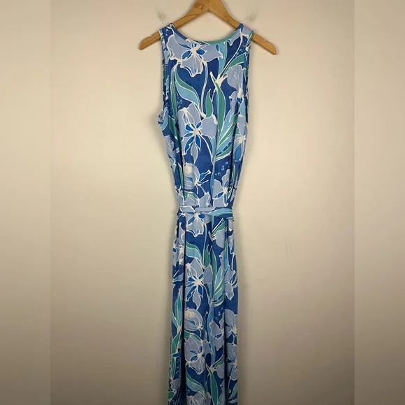 J. McLaughlin Charlene Blue Floral Tie Catalina Cloth Maxi Dress Women’s Ss XL - Picture 6 of 8